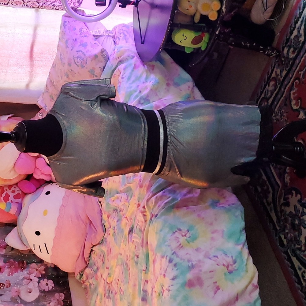 Holographic crop top and lace skirt, sz s